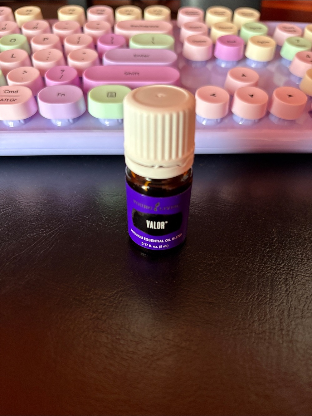 Young Living Valor Essential Oil Bottle with Purple Label and Cream Cap